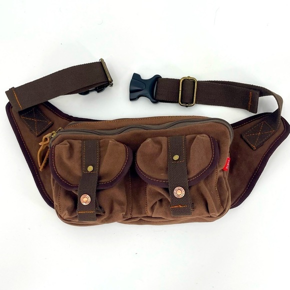 Augur Strauss & Co. Canvas Belly/ Waist Motorbike Bag Color: Brown - Picture 1 of 6